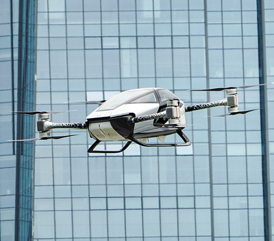 小鵬匯天自主研發的第五代飛行汽車產品——旅航者X2。張翔升攝（影像中國）