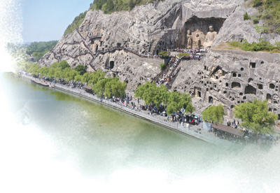 龍門石窟外景。   新華社記者 ?郝??源攝