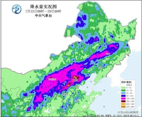 降水量實況圖(2025年7月23日08時至29日09時)來源:中央氣象臺
