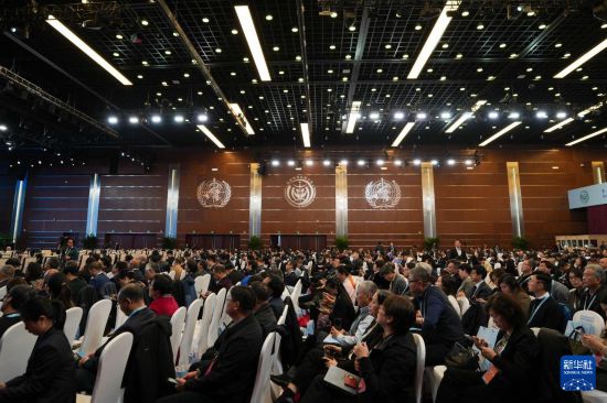這是12月3日拍攝的2024世界傳統醫藥大會全體大會現場。新華社記者 鞠煥宗 攝