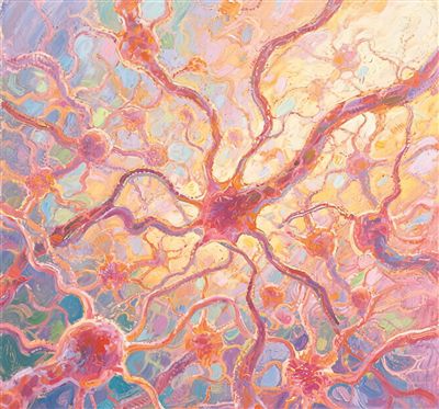   互相連接的神經元。  圖片由AI生成