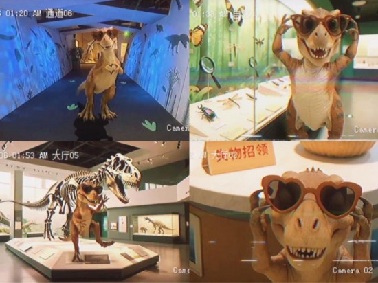 借助人工智能技術，上海自然博物館讓一只和平永川龍“復活”。新華社發