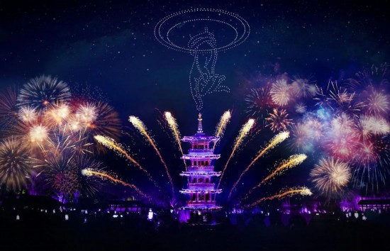 圖為無錫拈花灣景區的光影秀。（受訪者供圖）