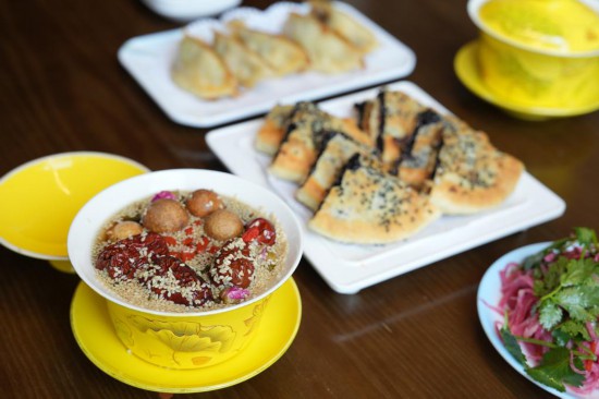 這是寧夏吳忠市蘇子早茶體驗中心的茶點。新華社記者 唐紫宸 攝